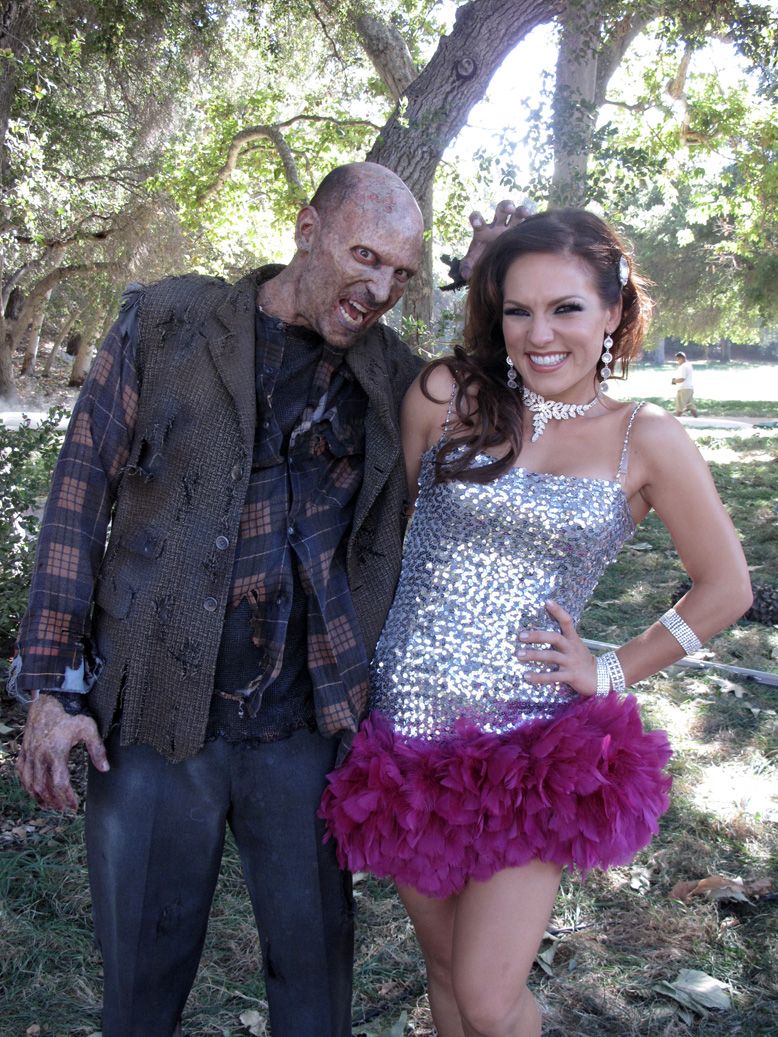 Actor Jeff Blumberg playing a zombie in a TV commercial shoot