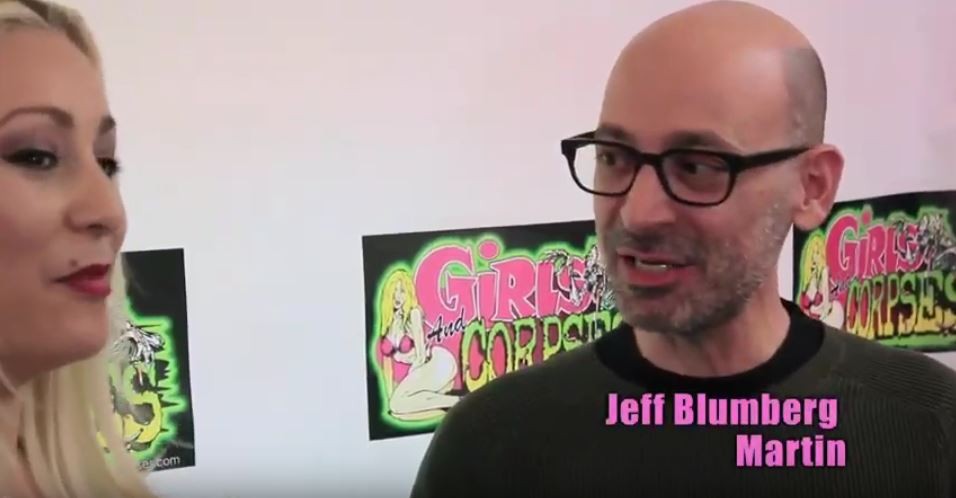 Jeff Blumberg being interviewed at the cast and crew screening for the movie Exorcism at 60,000 Feet