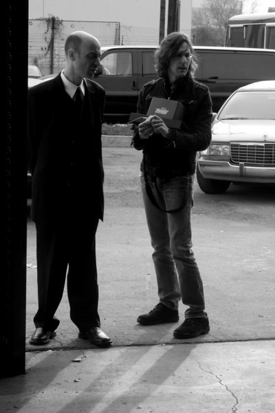 Actor Jeff Blumberg as a limo driver shooting the movie Dispatch