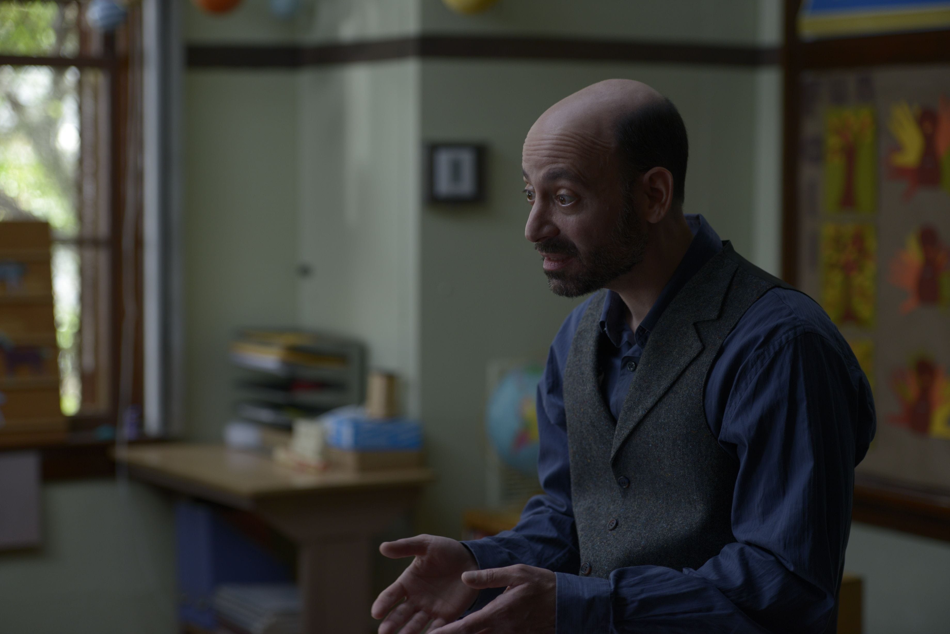 Actor Jeff Blumberg as The Teacher shooting the short film Dirty Laundry