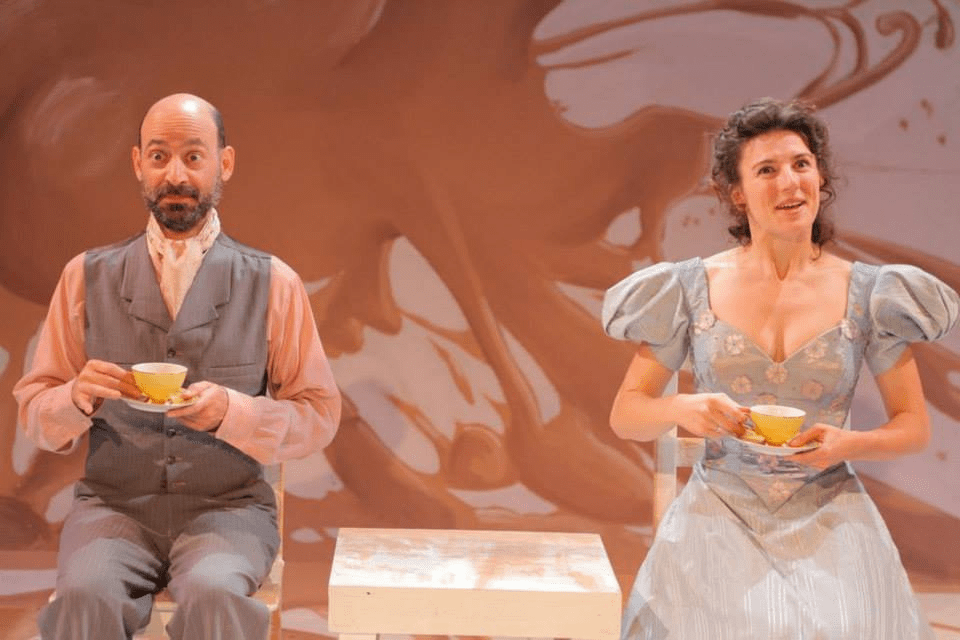 Jeff Blumberg as the character of Rudolph in the play 99 Ways to Fuck a Swan