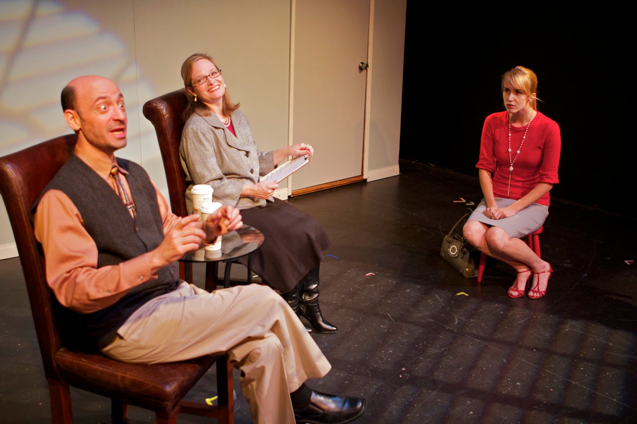 Jeff Blumberg playing the Preschool Administrator in the one-act Preschool in the play Love and Other Allergies